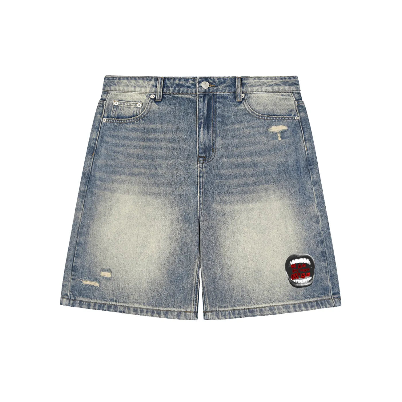 Faded Distressed Baggy Denim Shorts