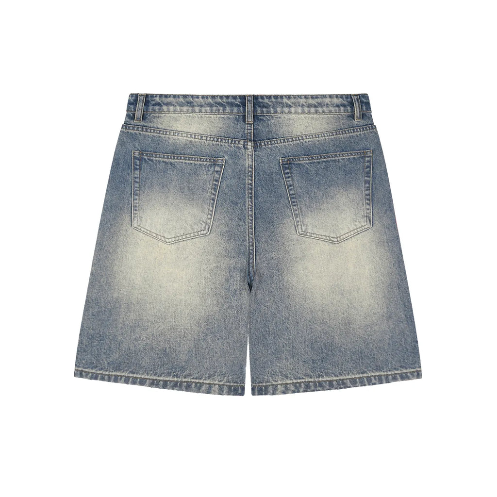Faded Distressed Baggy Denim Shorts